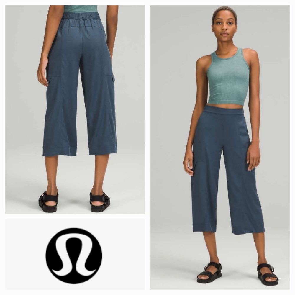 LULULEMON Metropolis Maven High Rise Crop Pant Iron Blue Size 0